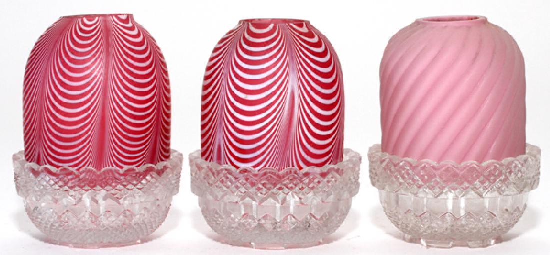 VICTORIAN SATIN GLASS FAIRY LAMPS 3 PCS (1 of 2)