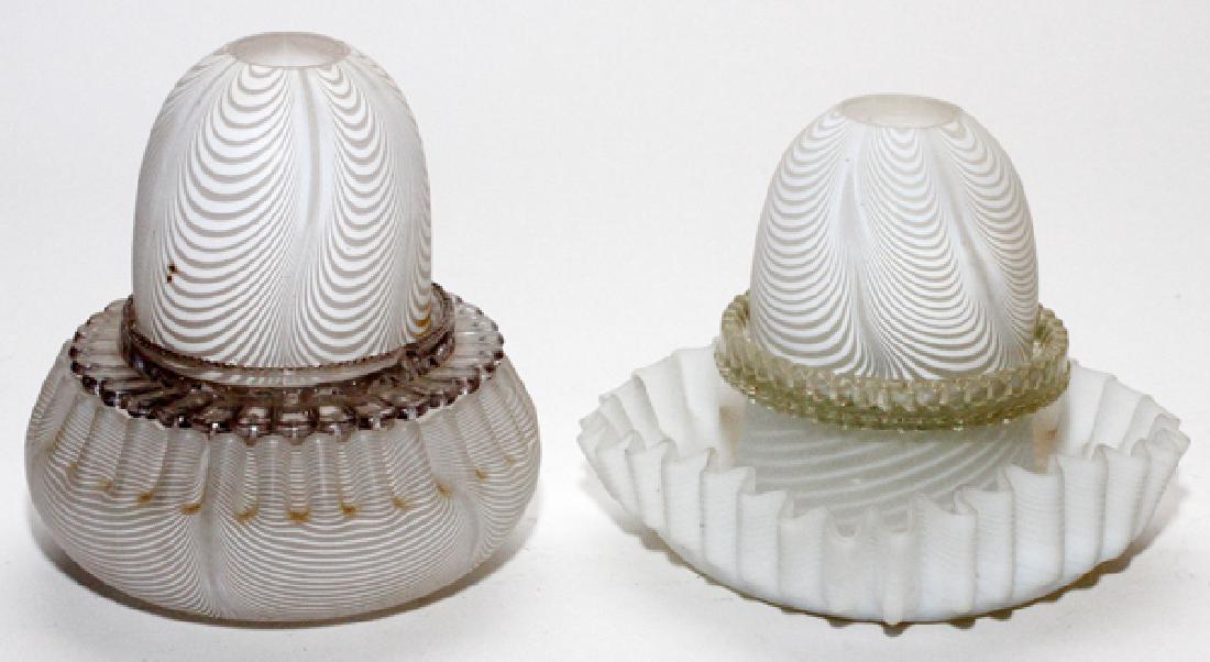 VICTORIAN WHITE SATIN GLASS FAIRY LAMPS 2 PCS (1 of 3)