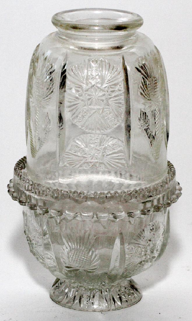 SAMUEL CLARKE THISTLE PATTERN GLASS FAIRY LAMP (1 of 3)