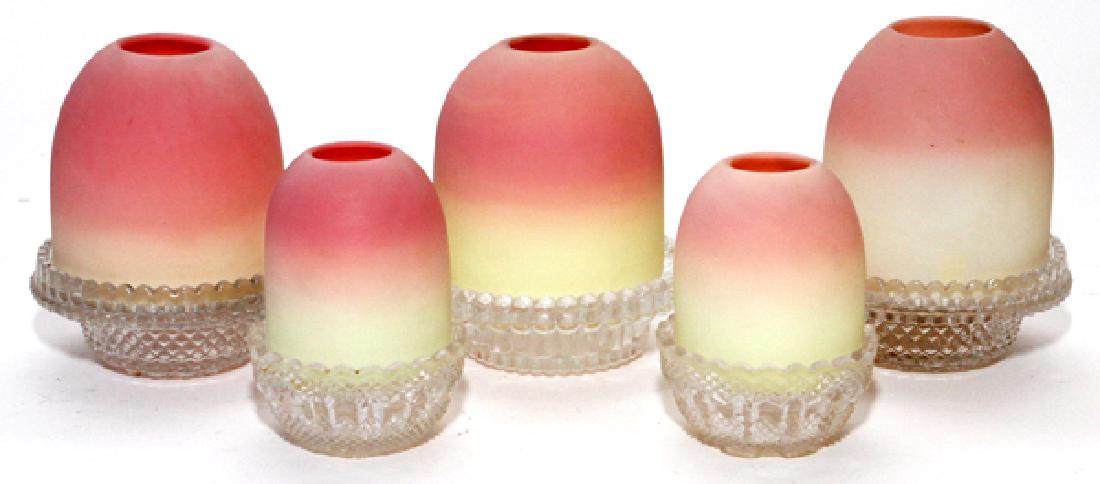 VICTORIAN BURMESE GLASS FAIRY LAMPS 5 PCS. (1 of 2)