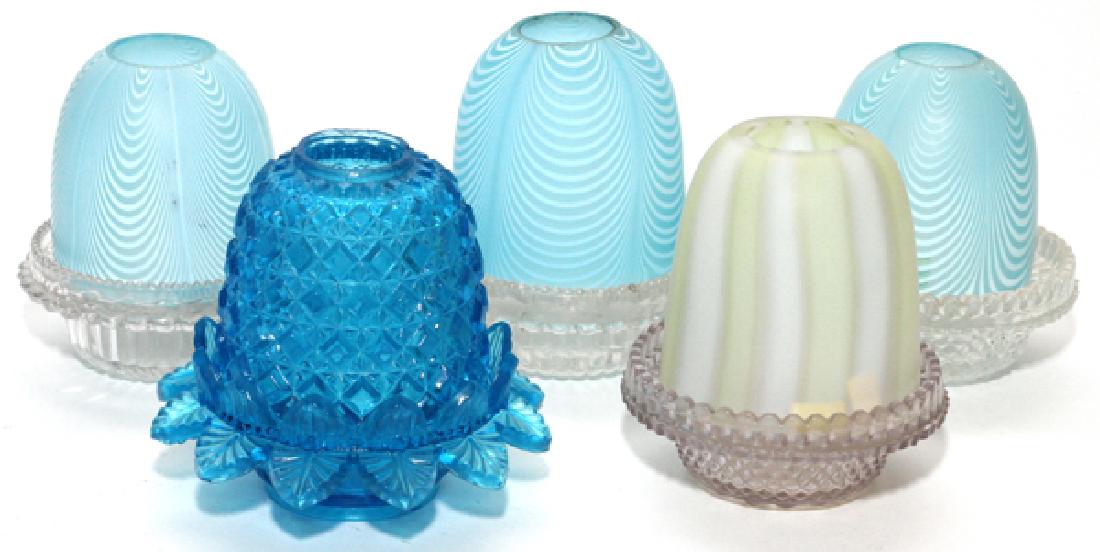 VICTORIAN GLASS TWO-PART FAIRY LAMPS 5 PCS. (1 of 2)