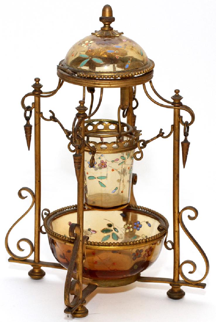 VICTORIAN AMBER GLASS & METAL WHIMSICAL ARTICLE (1 of 3)