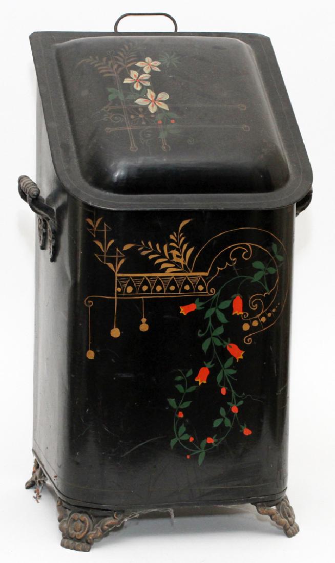 TOLE TIN COAL BIN 19TH C. (1 of 2)
