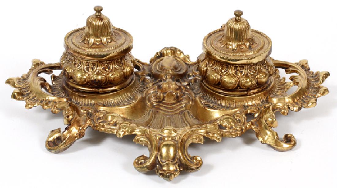 ROCOCO STYLE BRASS INK WELL (1 of 3)