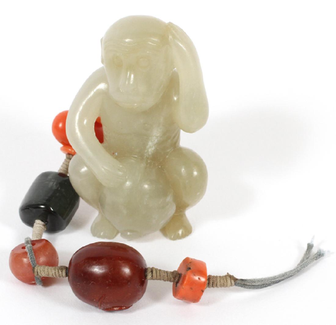 JADE CARVING MONKEY W/ PEACH (1 of 2)