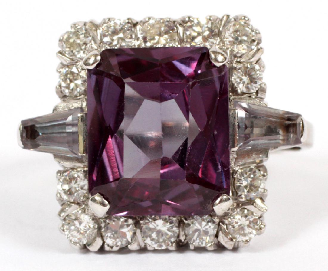5.82CT ALEXANDRITE & DIAMOND 14KT WHITE GOLD RING (1 of 2)