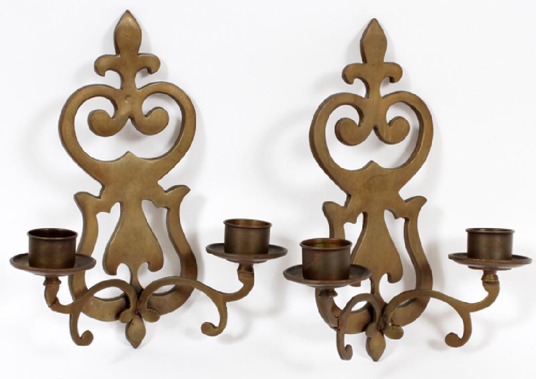 BRASS TWO LIGHT WALL SCONCES PAIR (1 of 3)