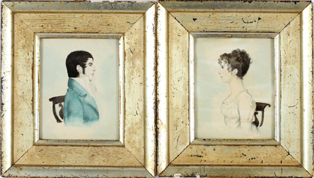 BORGESE PORTRAITS AFTER PATTY HODGKINS: BORGESE PORTRAITS AFTER PATTY HODGKINS, PORTRAIT OF EUNICE HASTINGS, WILLING COALE, PAIR, H 4 1/2", W 3 1/2":Portrait of Eunice Hastings #943 # 25 and portrait of Willing Coale #943. Borgese reproduct