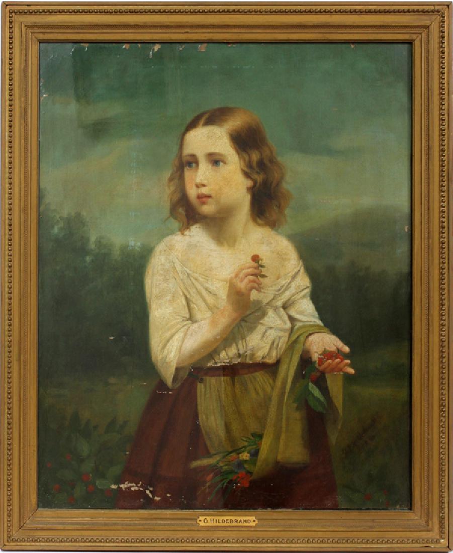 F. HILDEBRAND OIL ON CANVAS PORTRAIT OF YOUNG GIRL