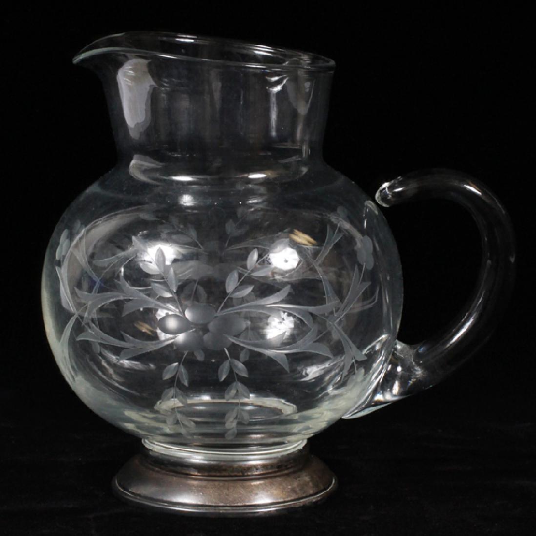 ANTIQUE ETCHED CRYSTAL AND STERLING SILVER PITCHER (1 of 2)