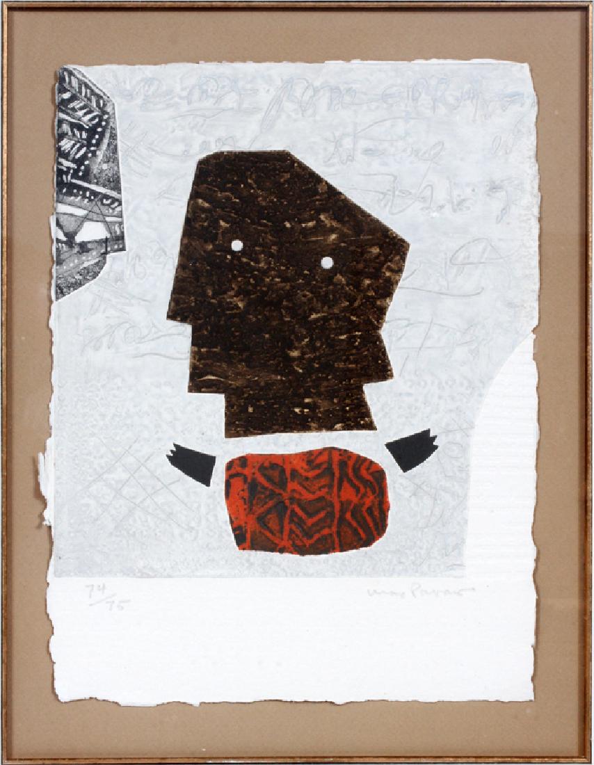 MAX PAPART AQUATINT W/ EMBOSSING: MAX PAPART (FRENCH, 1911-1994), AQUATINT WITH EMBOSSING, FRAMED SIZE: H 24'', W 20'', ABSTRACT FIGURE:74 of 75; pencil signed; floated in the frame; paper size. 14" x 12"