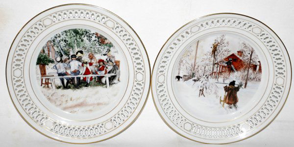 BING & GRONDAHL PLATES, 2, DIA8": BING AND GRONDAHL PLATES, 2, DIA 8":One with scenes from Karl Larsson Estate of Karl Plaun, Clawson, Mi.