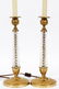 EMPIRE-STYLE GILT BRONZE & CUT GLASS CANDLESTICKS