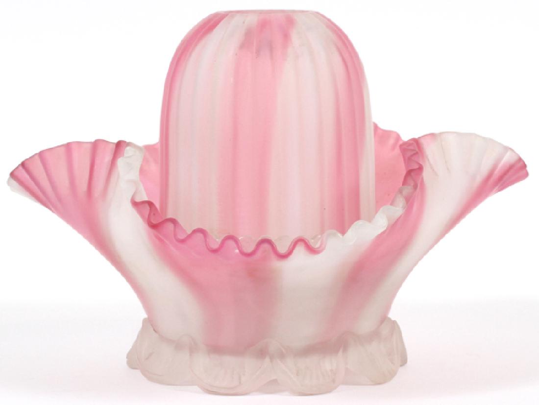 VICTORIAN CLEVELAND SWIRL SATIN GLASS FAIRY LAMP (1 of 3)