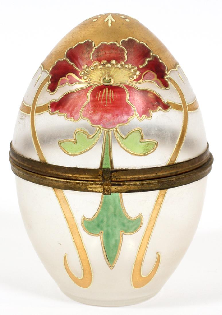 ART NOUVEAU INFLUENCED GLASS EGG FORM BOX C. 1890 (1 of 2)