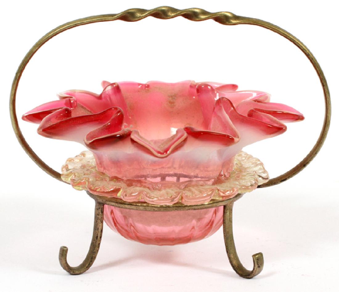 VICTORIAN CHASED ART GLASS OPEN SALT (1 of 3)