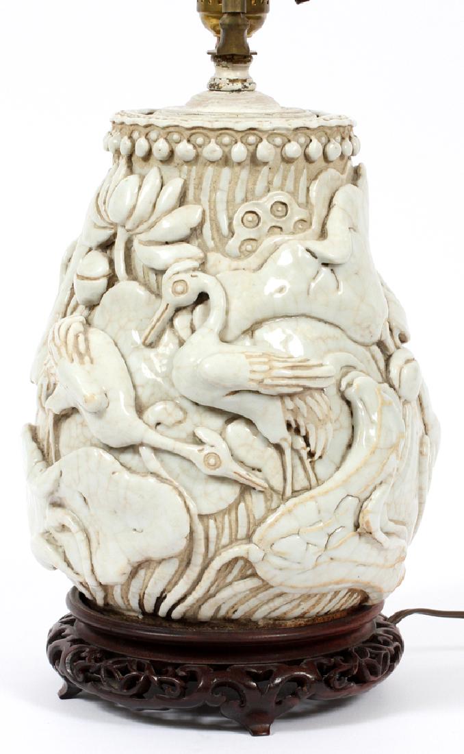 CHINESE GLAZED POTTERY VASE CONVERTED TO LAMP (1 of 4)