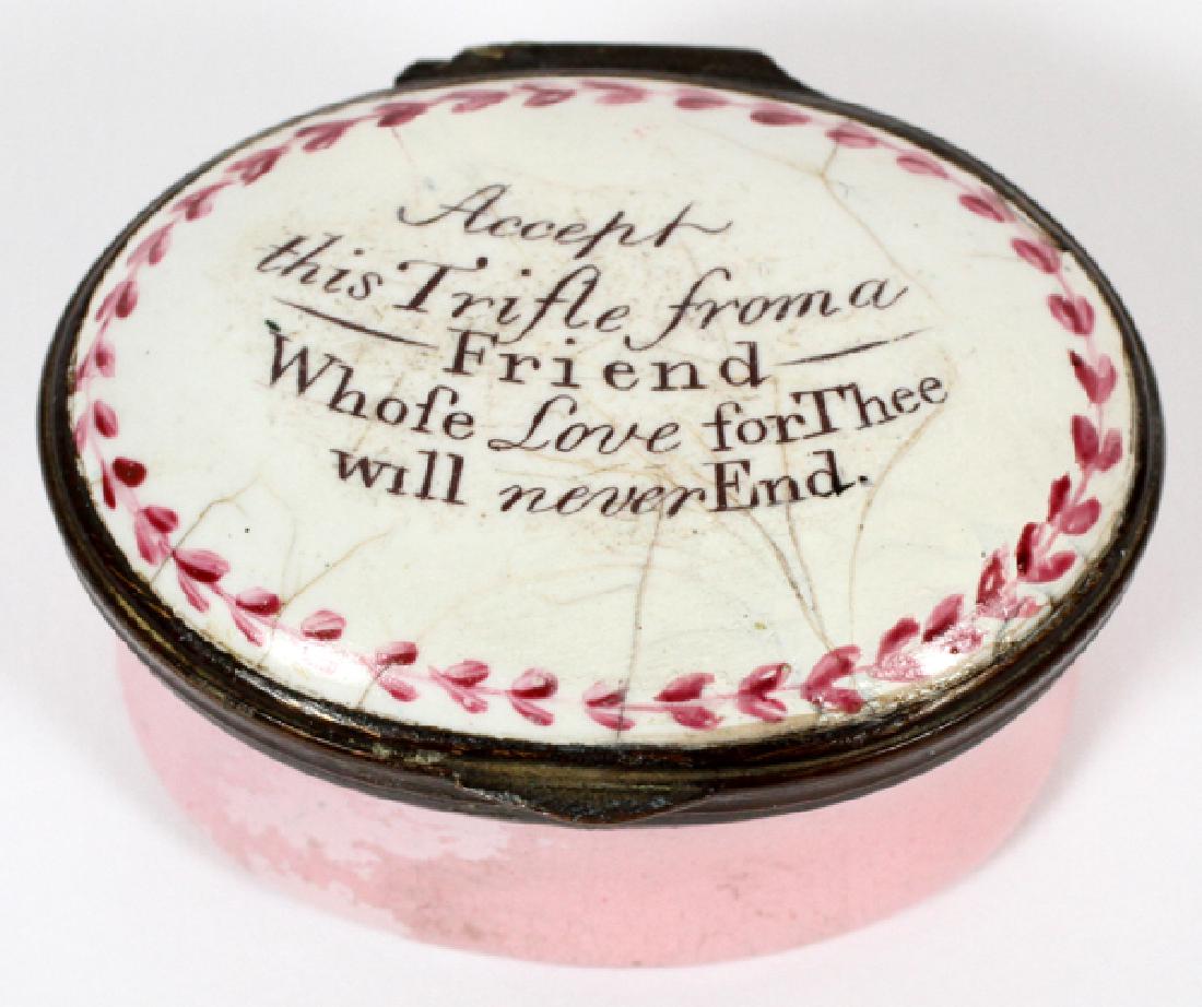 ENGLISH BILSTON ENAMEL PATCH BOX 18TH C. (1 of 3)