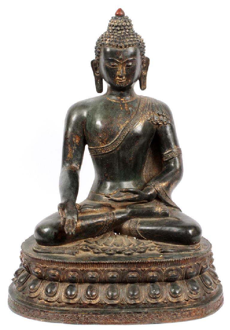 CHINESE BRONZE W/ GOLD HIGHLIGHTS BUDDHA (1 of 4)