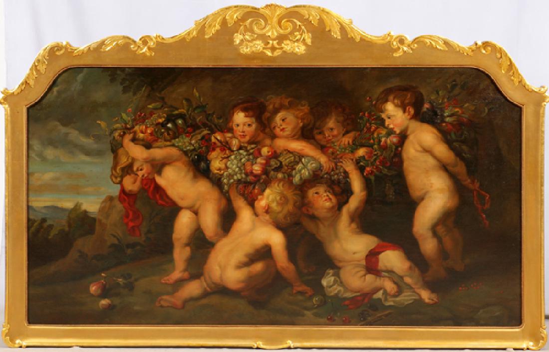 PAINTING ON CANVAS SCENE OF CHERUBS ON CANVAS (1 of 4)