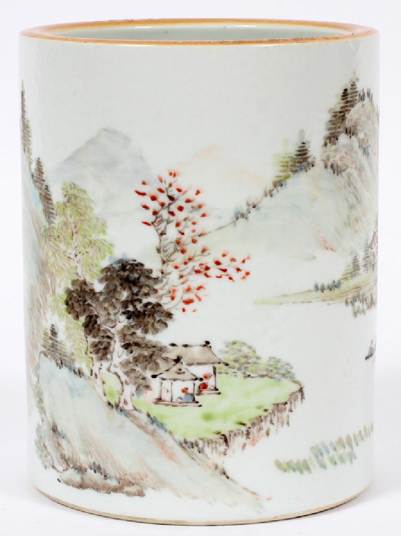 CHINESE LANDSCAPE SCENE PORCELAIN BRUSH POT (1 of 3)