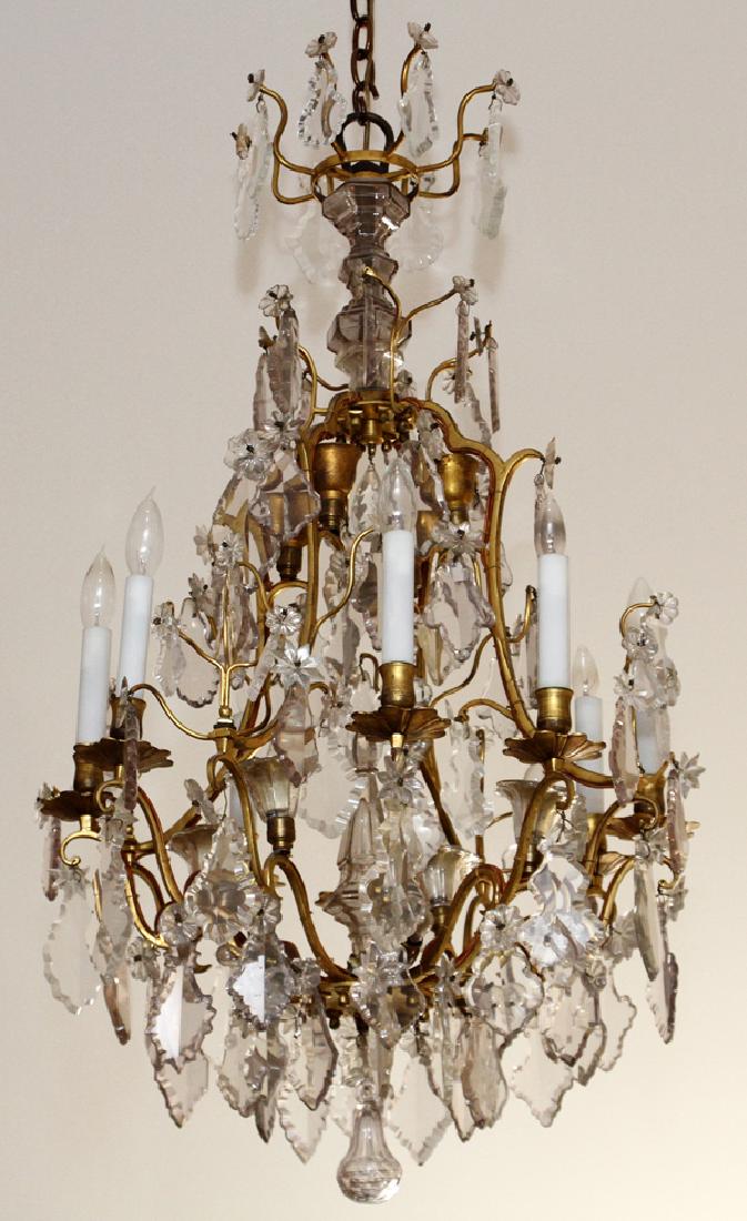 FRENCH BRONZE MOUNTED & CRYSTAL CHANDELIER (1 of 6)