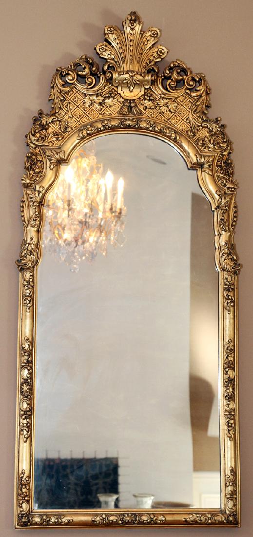 GEORGE I STYLE CARVED GILT WOOD MIRROR (1 of 5)