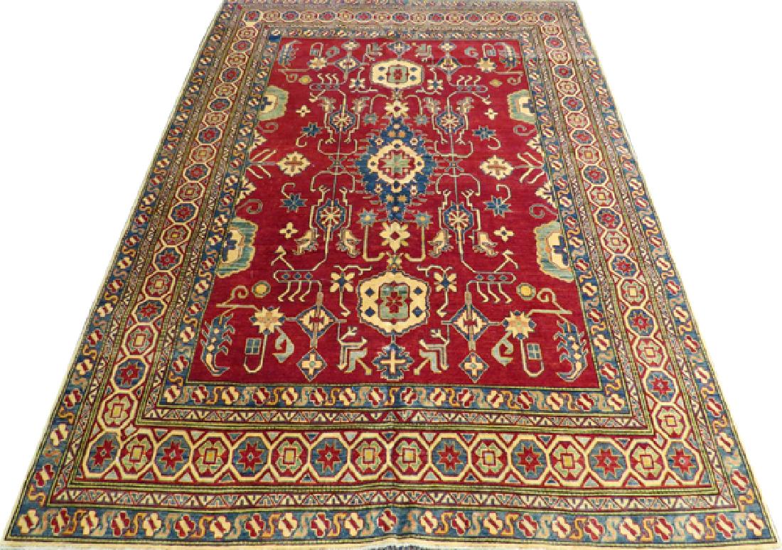 KAZAK HAND WOVEN WOOL RUG, W 7' 4", L 10' 5" (1 of 4)