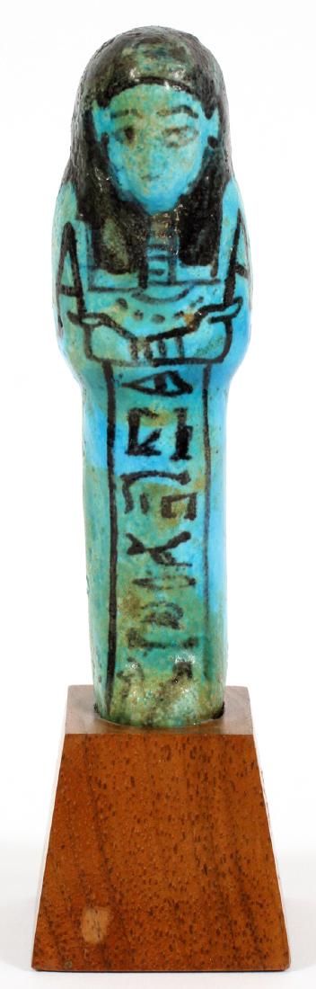 EGYPTIAN TURQUOISE GLAZED FAIENCE USHABTI (1 of 4)