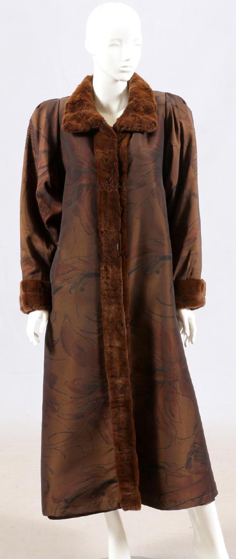 LONG FABRIC COAT, FUR TRIM (1 of 2)