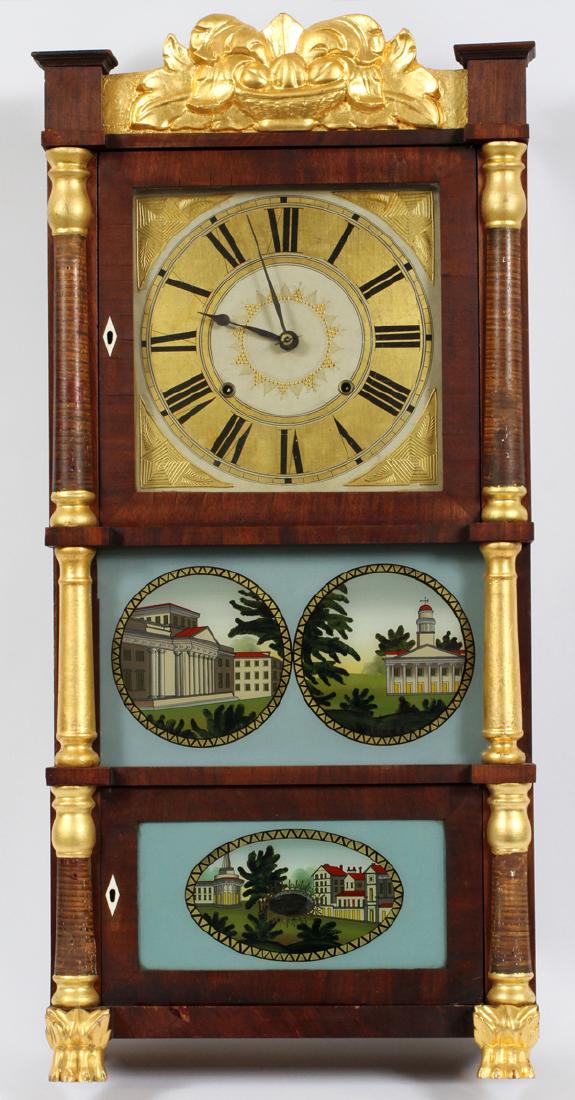 JOHN BIRGE AMERICAN EGLOMISE GLASS CLOCK (1 of 2)