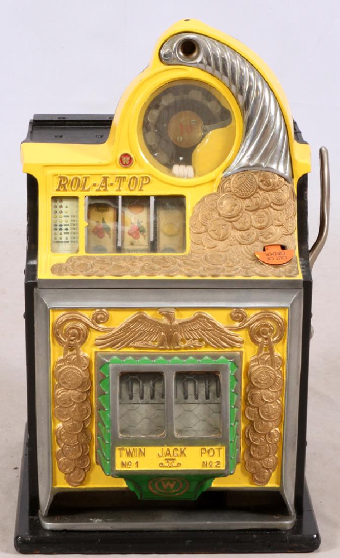 "ROL-A-TOP" SLOT MACHINE, H 27'', W 15'', L 15'' (1 of 3)