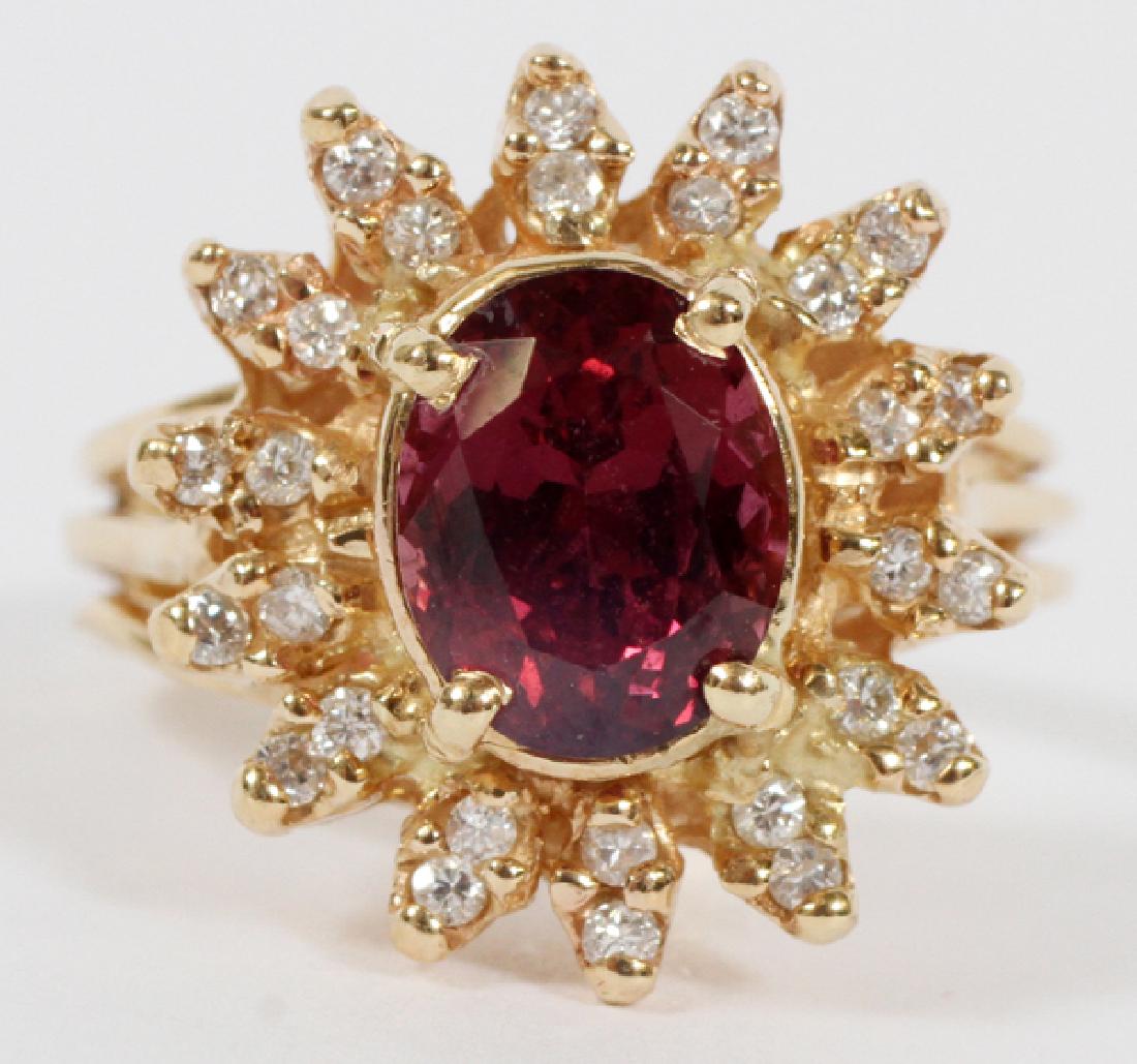 RED SPINEL & DIAMOND RING, SIZE 6 (1 of 2)