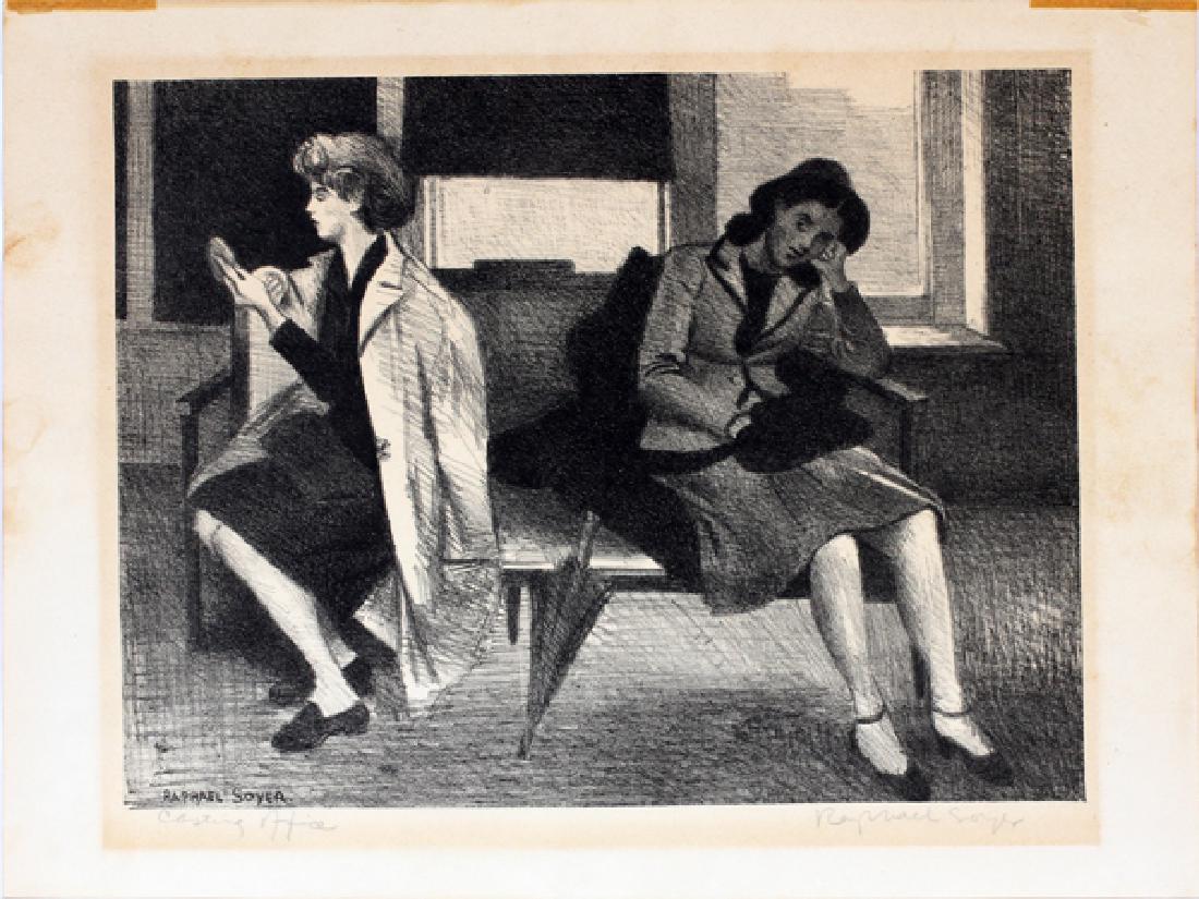 RAPHAEL SOYER LITHOGRAPH 1945 "CASTING OFFICE" (1 of 4)