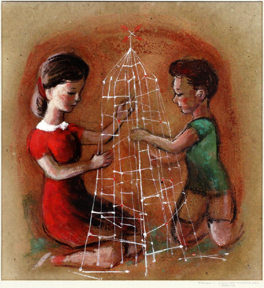 YAMADA MIXED MEDIA ON PAPER TWO CHILDREN (1 of 4)