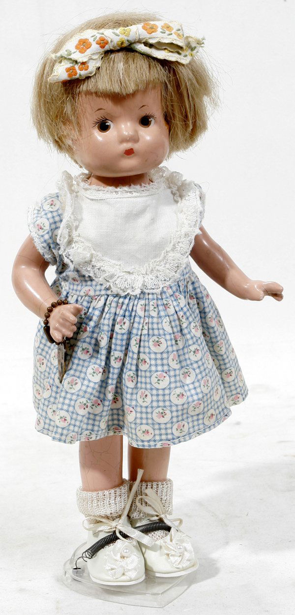 EFFANBEE COMPOSITION DOLL, "PATSYETTE" C.1930: EFFANBEE COMPOSITION DOLL, "PATSYETTE" C 1930, H 9 1/2":having original heart shape bracelet;