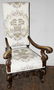 021278: TUDOR STYLE WALNUT ARMCHAIR, C.1920