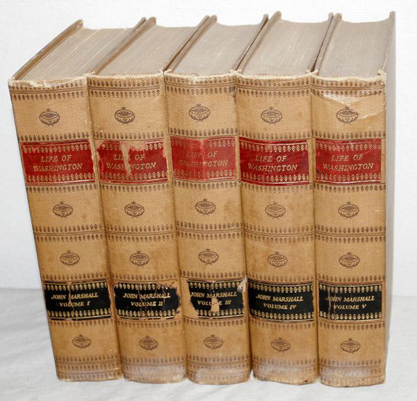 JOHN MARSHALL, 'LIFE OF WASHINGTON' BOOKS: JOHN MARSHALL, 'LIFE OF WASHINGTON' BOOKS, 1926, FREDERICKSBURG EDITION, VOLS.1 - 5:All having engravings.