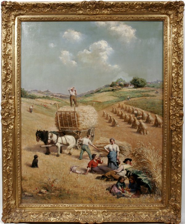 HENRY LEROLLE OIL ON CANVAS, WORKING IN FIELD