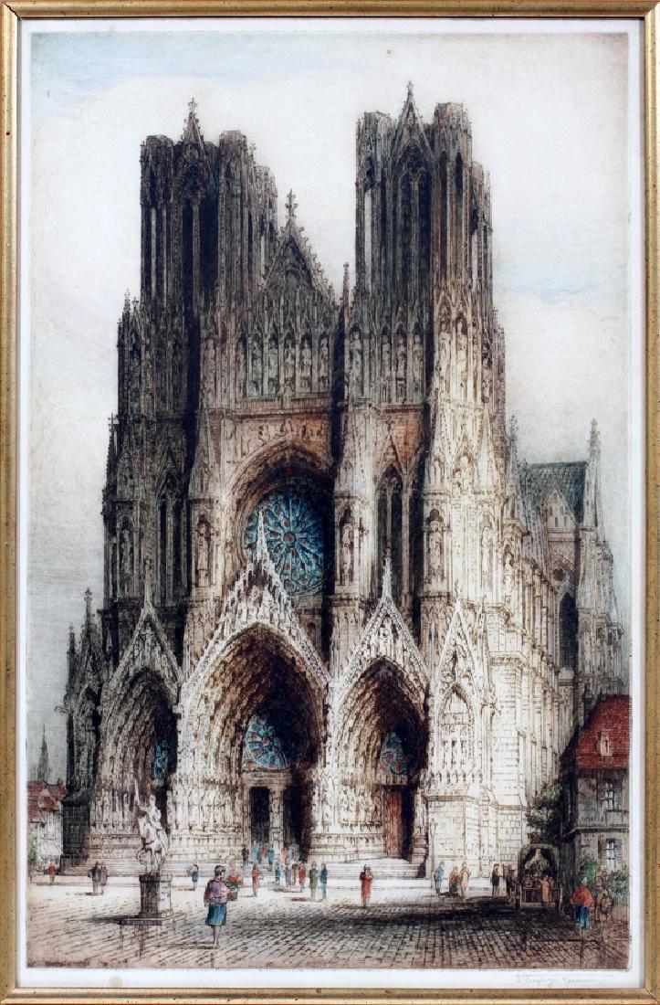 JAMES ALPHEGE BREWER COLORED ETCHING (1 of 5)