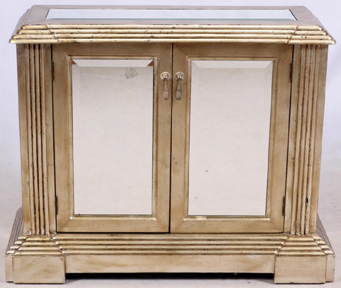 CONTEMPORARY MIRRORED AND PAINTED WOOD CABINET (1 of 3)