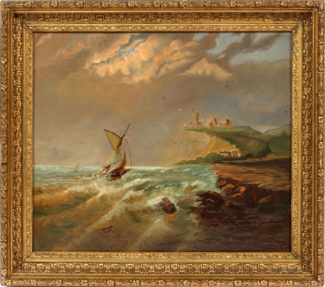 AMERICAN SCHOOL OIL ON CANVAS NAUTICAL SCENE (1 of 4)