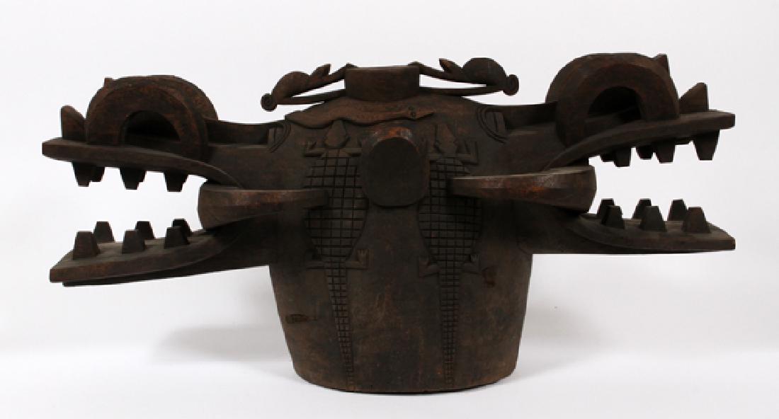 SENUFO AFRICAN CARVED WOOD HELMET FIRE SPITTER (1 of 3)