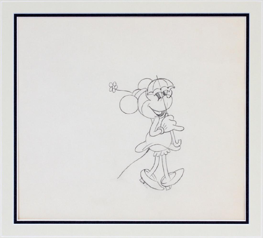 DISNEY MINNIE ANIMATION PENCIL DRAWING, C. 1933 (1 of 3)
