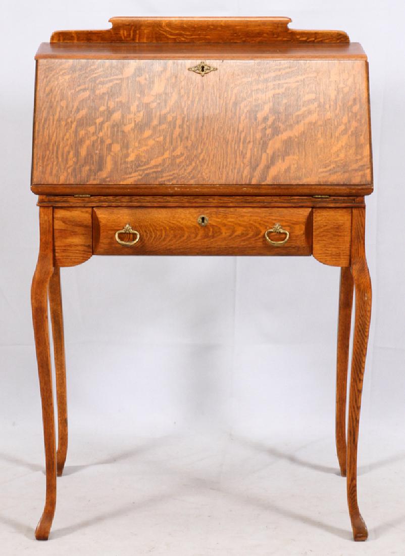 OAK SLANT FRONT DESK, 20TH C. (1 of 3)