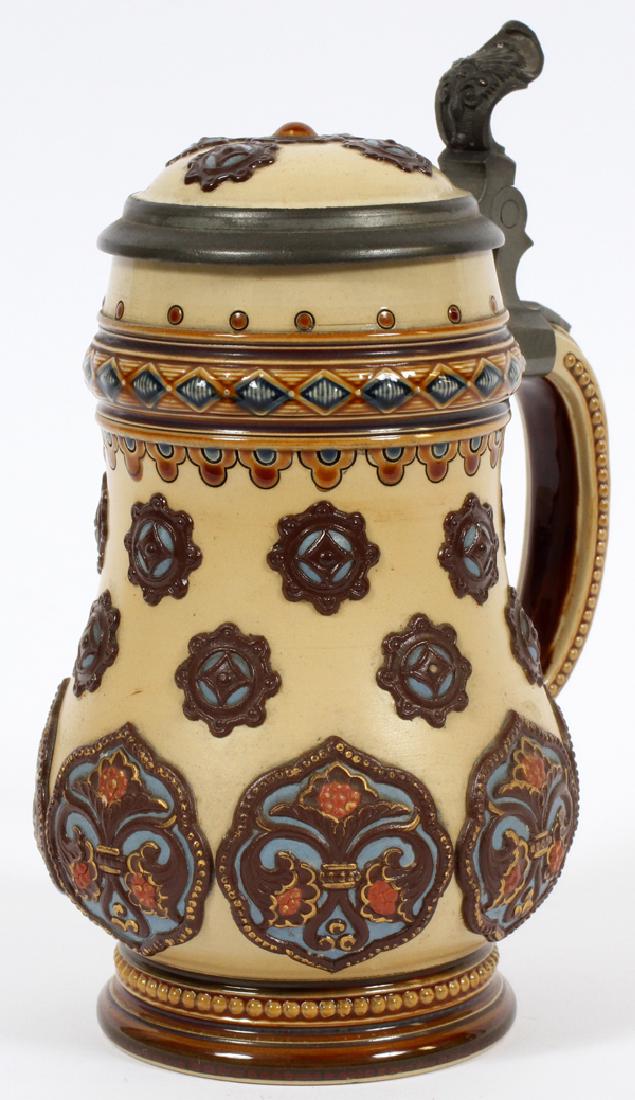 METTLACH POTTERY STEIN, H 7.5" (1 of 3)