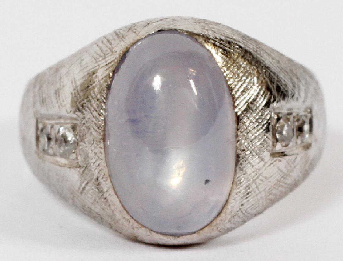 MOONSTONE CABOCHON LADY'S RING, 14KT WHITE GOLD (1 of 2)