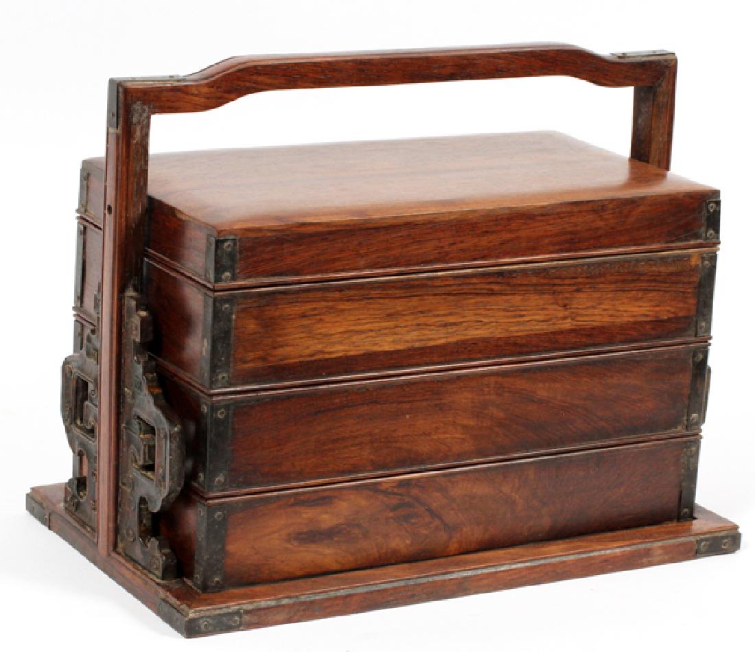 CHINESE FOUR SECTION HUANGHUALI WOOD LUNCH BOX (1 of 2)