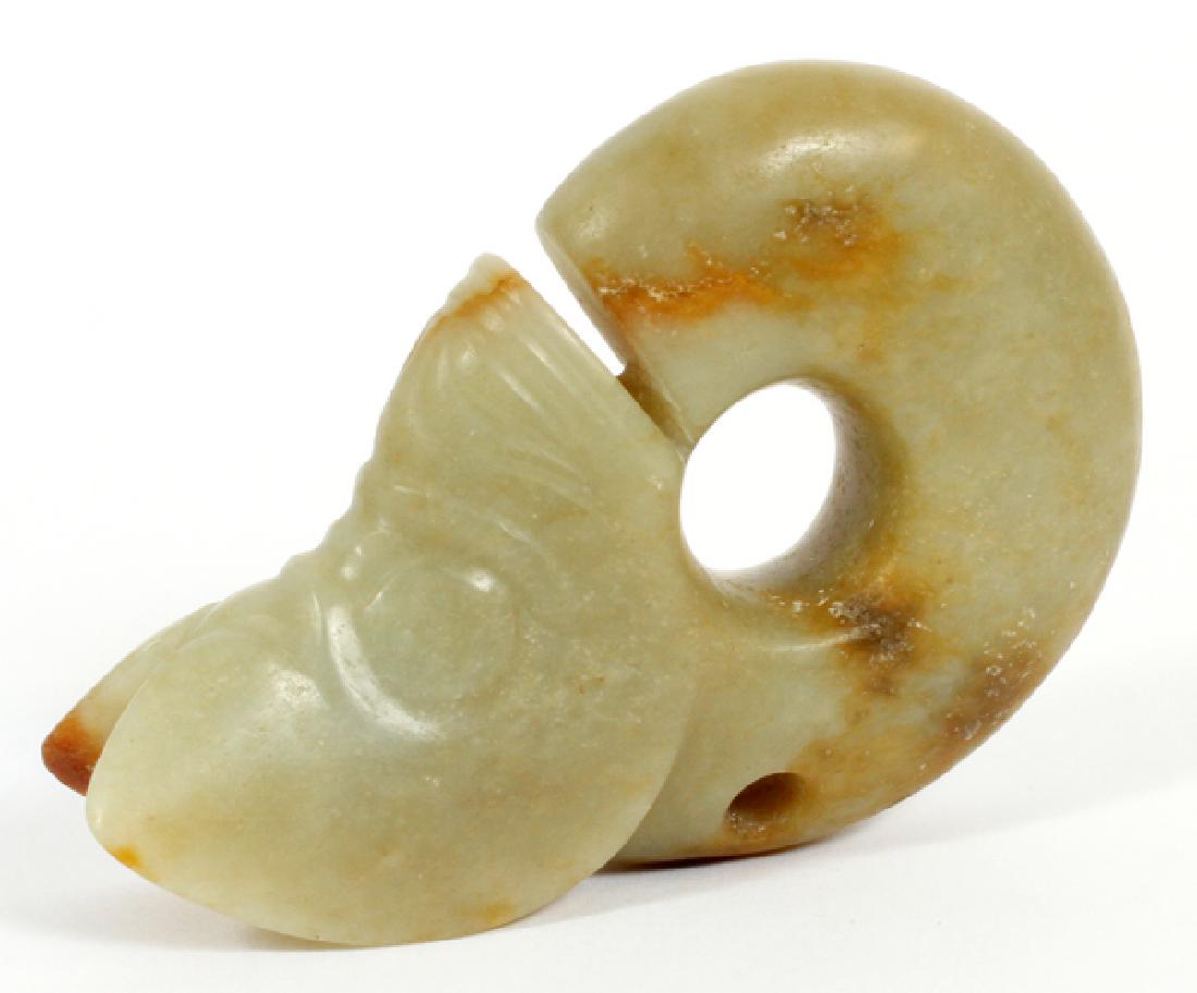 CHINESE ARCAIC JADE CARVING H 4 1/2" W 2 1/2" (1 of 2)
