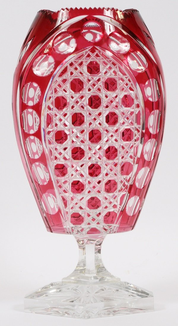 BOHEMIAN CRANBERRY GLASS VASE (1 of 3)